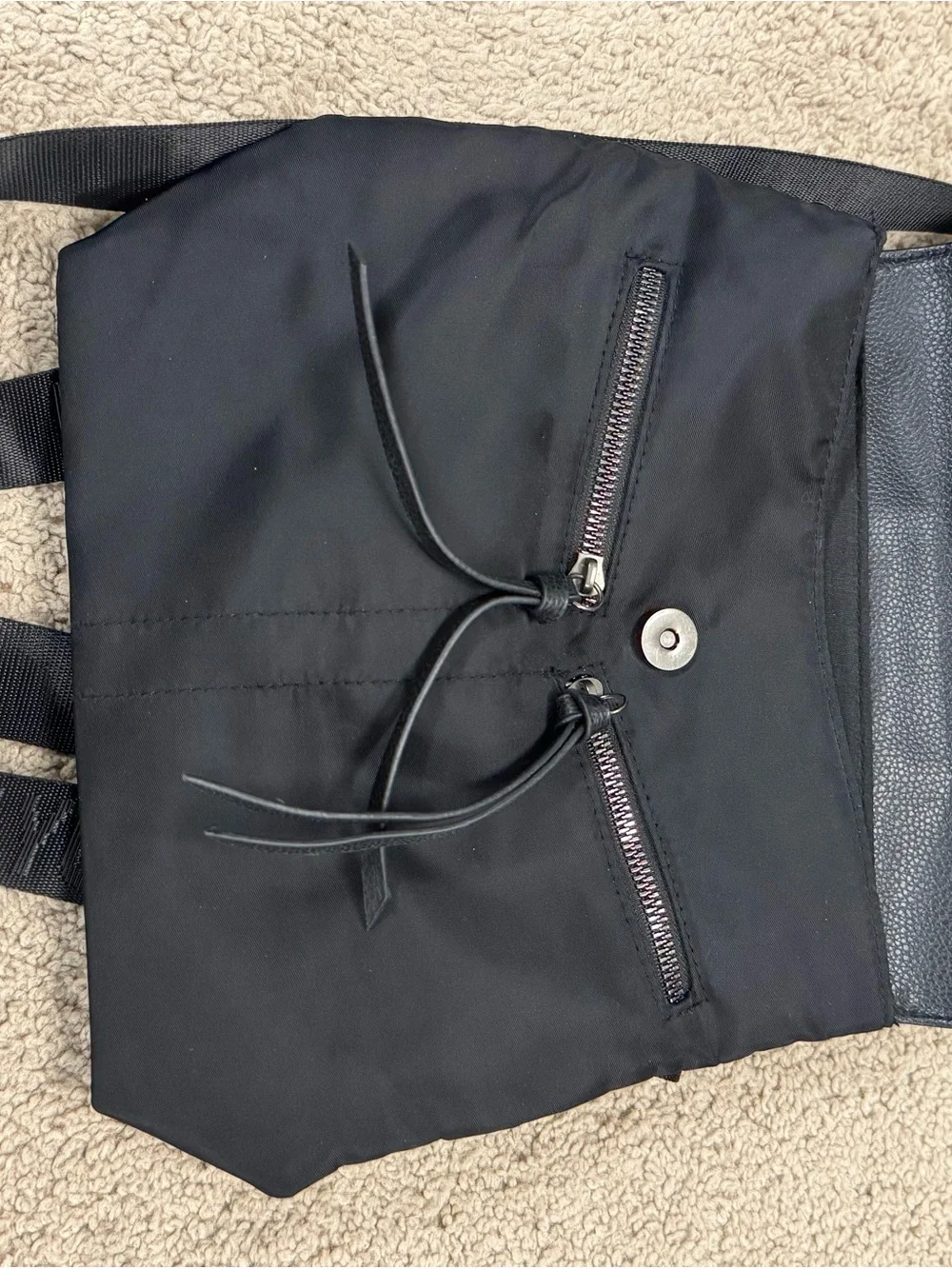 Botkier Black Nylon & Leather Flap Backpack